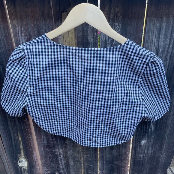 K.zell - Black & White Gingham - Front Tie Top - Picture 3 of 8
